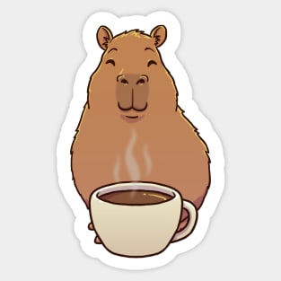 Capybara with Coffee Cup Sticker